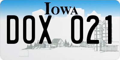 IA license plate DOX021