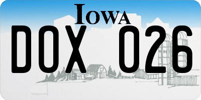 IA license plate DOX026