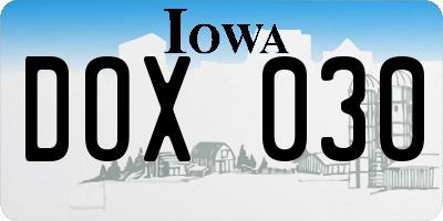IA license plate DOX030