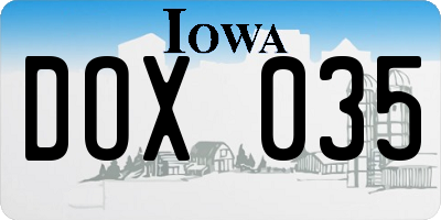 IA license plate DOX035