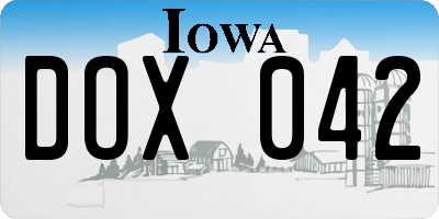 IA license plate DOX042