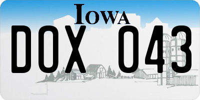 IA license plate DOX043