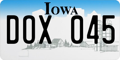 IA license plate DOX045