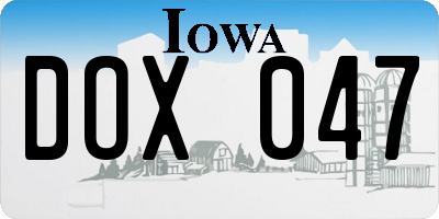 IA license plate DOX047