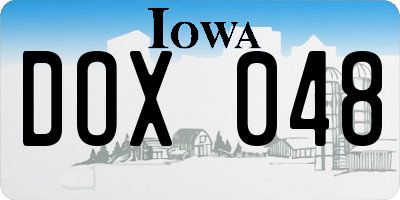 IA license plate DOX048