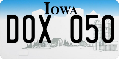 IA license plate DOX050