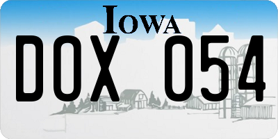 IA license plate DOX054