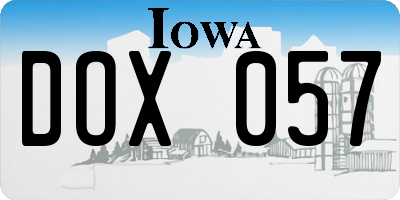 IA license plate DOX057