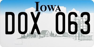 IA license plate DOX063