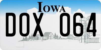 IA license plate DOX064