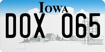 IA license plate DOX065