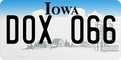 IA license plate DOX066