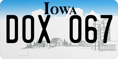 IA license plate DOX067