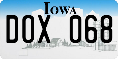 IA license plate DOX068