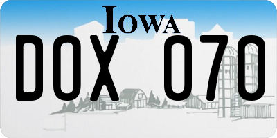 IA license plate DOX070