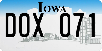 IA license plate DOX071