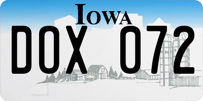 IA license plate DOX072