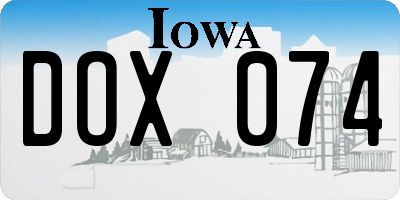 IA license plate DOX074