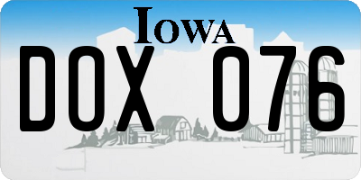 IA license plate DOX076