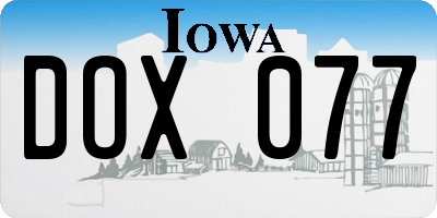 IA license plate DOX077