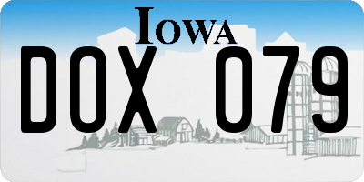 IA license plate DOX079