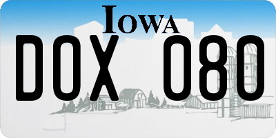 IA license plate DOX080