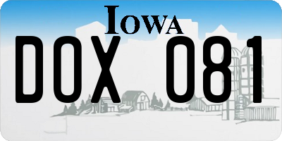 IA license plate DOX081
