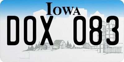 IA license plate DOX083