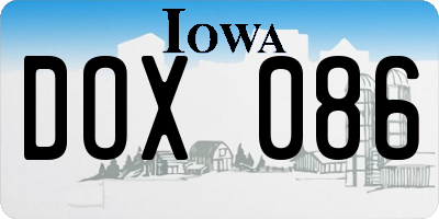 IA license plate DOX086