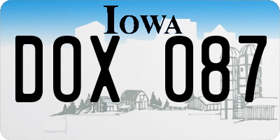 IA license plate DOX087