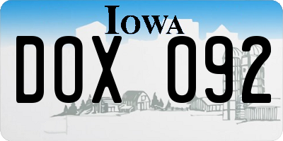 IA license plate DOX092