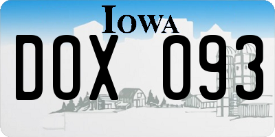 IA license plate DOX093