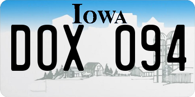 IA license plate DOX094