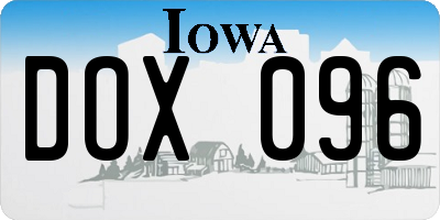 IA license plate DOX096