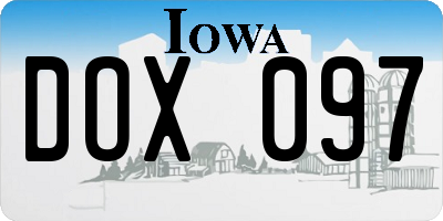IA license plate DOX097