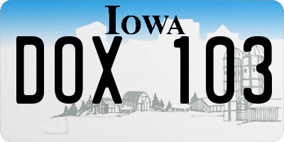 IA license plate DOX103