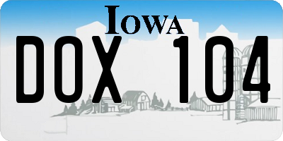IA license plate DOX104