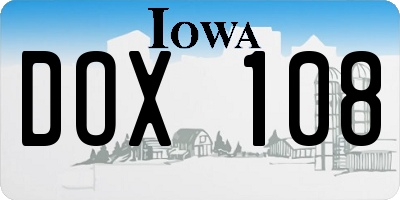 IA license plate DOX108