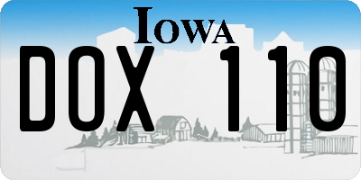 IA license plate DOX110