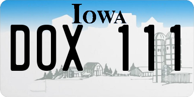 IA license plate DOX111