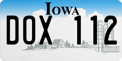 IA license plate DOX112