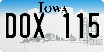IA license plate DOX115