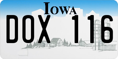 IA license plate DOX116
