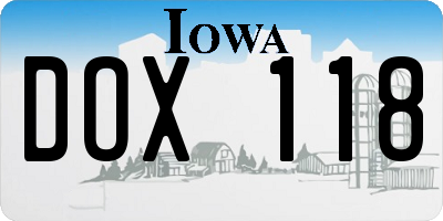 IA license plate DOX118