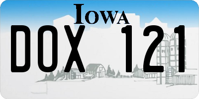 IA license plate DOX121