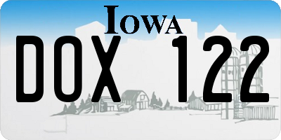 IA license plate DOX122