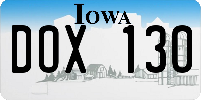 IA license plate DOX130