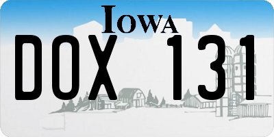 IA license plate DOX131