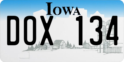 IA license plate DOX134