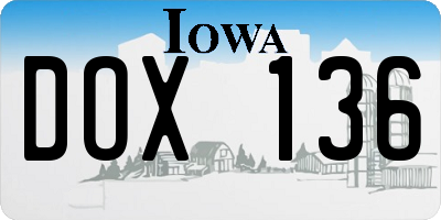 IA license plate DOX136